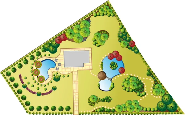 Plan krajobraz i ogród — Wektor stockowy
