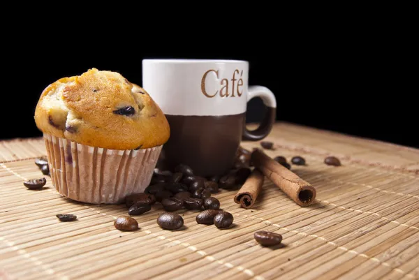Tazza di caffè e muffin Immagini Stock Royalty Free