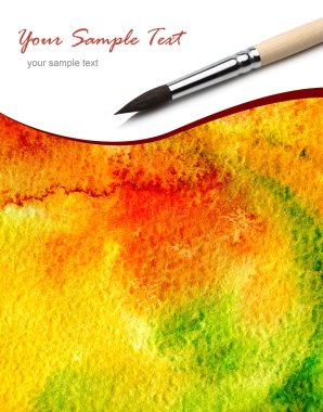 Watercolor painted background with brush clipart