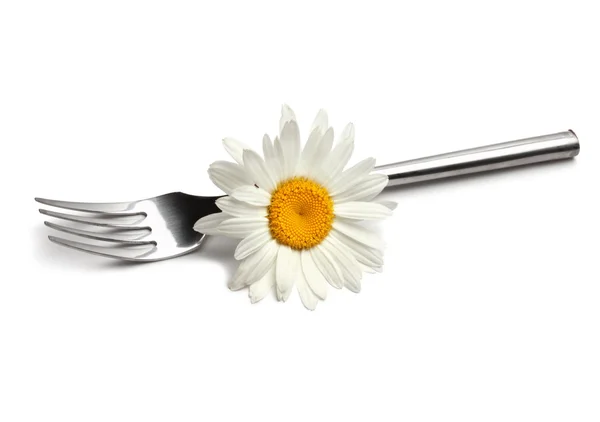 Tenedor y flor — Foto de Stock
