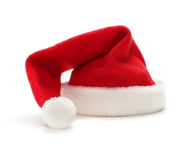 Красный Санта-Клаус шляпа на белом фоне — стоковое фото