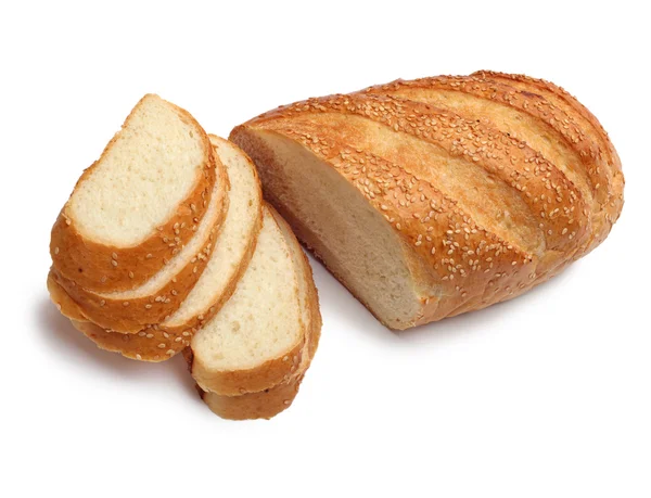 Φέτες ψωμί που απομονώνονται σε λευκό φόντο — Φωτογραφία Αρχείου