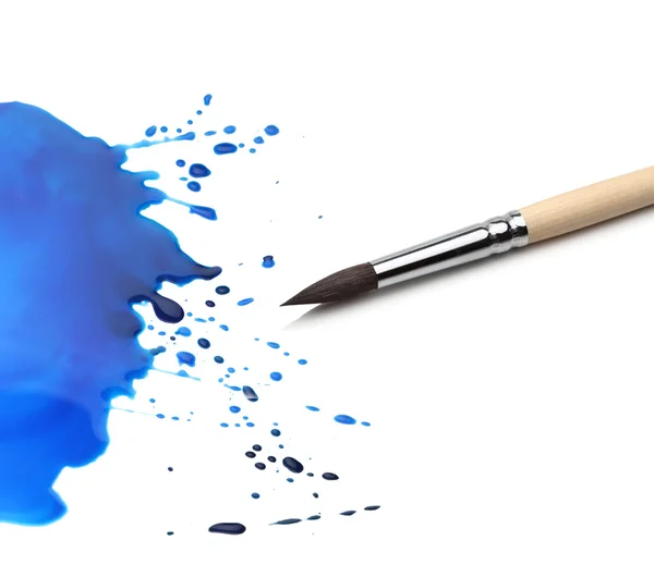 Brush and abstract watercolor blot — Stok fotoğraf