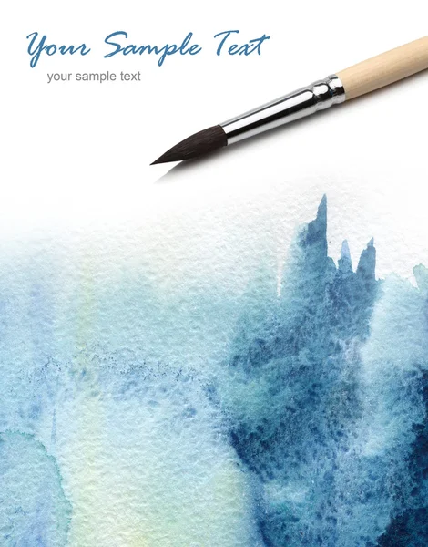 Watercolor painted background with brush — Stock Photo, Image