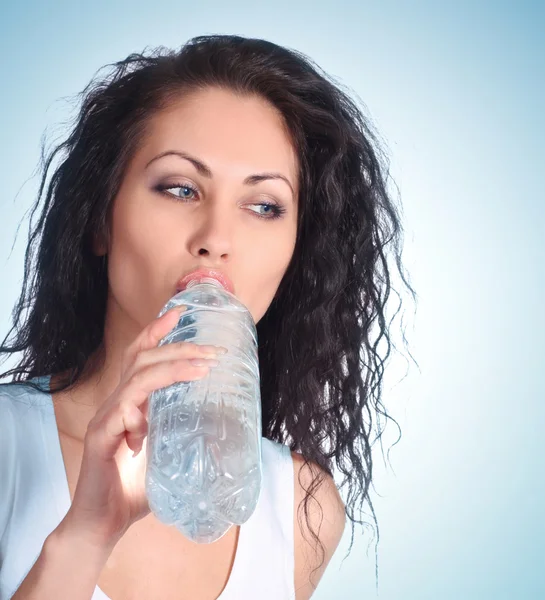 Woman with bottle water — Stock Photo, Image