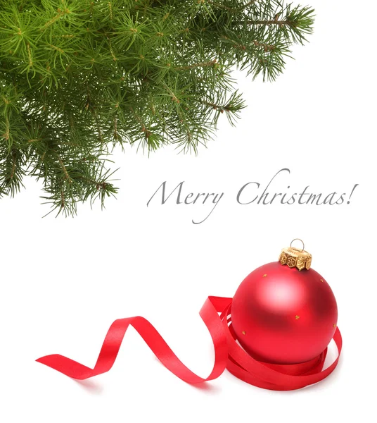 クリスマス ボールとスプルースの枝 — ストック写真