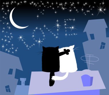 Cat on roof clipart