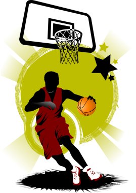 Basketball player in attack clipart