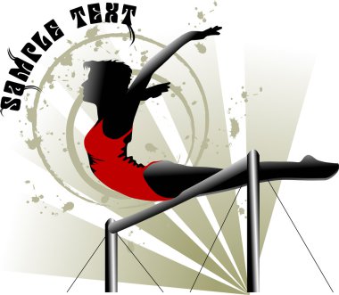 Gymnast on the bar clipart