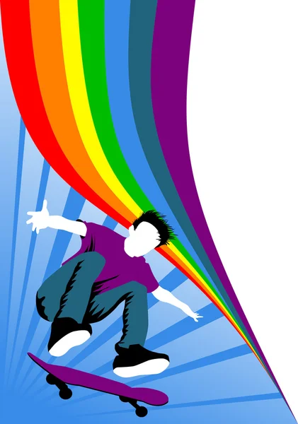 スケート ボードの虹 — ストックベクタ
