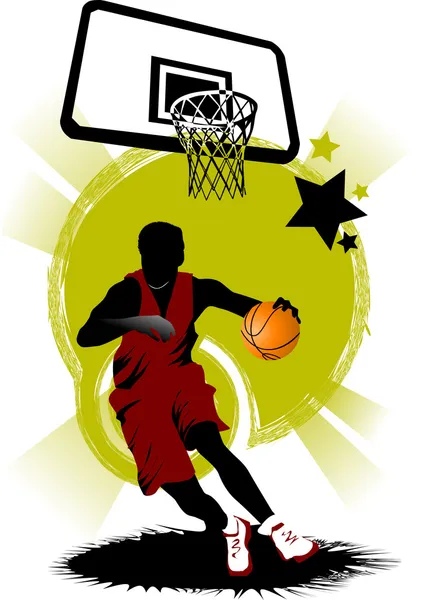 Basketball joueur en attaque — Image vectorielle