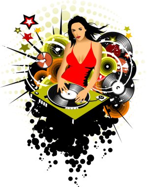 DJ red clipart