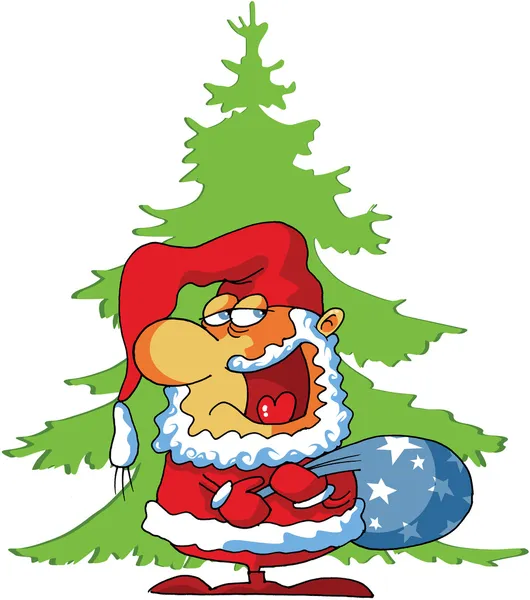 Илюстрация Рождество Новый Год Санта Клаус Сумка Подарками — стоковое фото