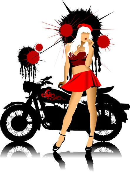 バイクと女の子 — ストック写真