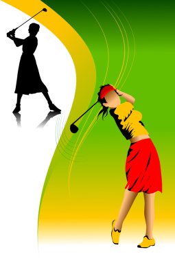 Woman and golf clipart