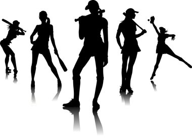 Black baseball women clipart