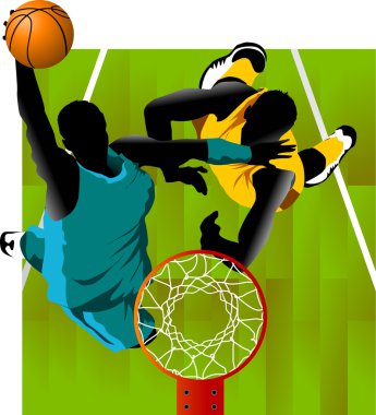 Basket and the ball clipart