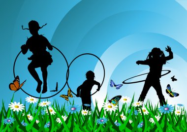 Games on the green meadow clipart