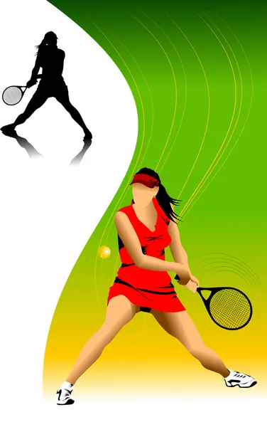 Mujer en tenis — Vector de stock