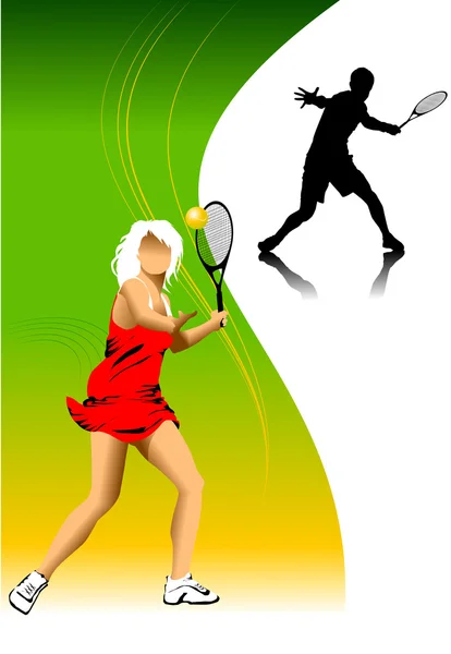 Blondýna a tenis — Stockový vektor