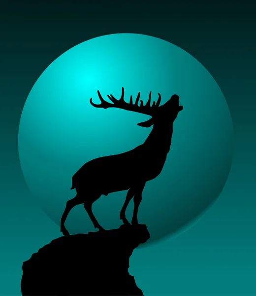 Deer and moon — Stock Vector