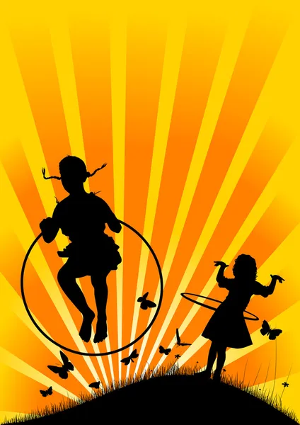 Fille et hula hoop — Image vectorielle