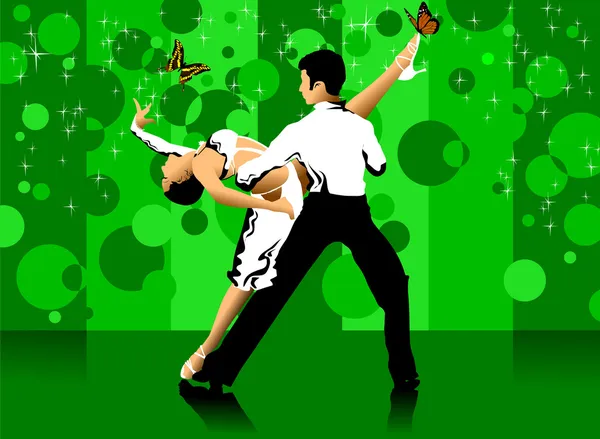 Dança no salão verde — Vetor de Stock