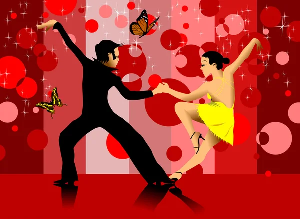 Danse dans la salle rouge — Image vectorielle