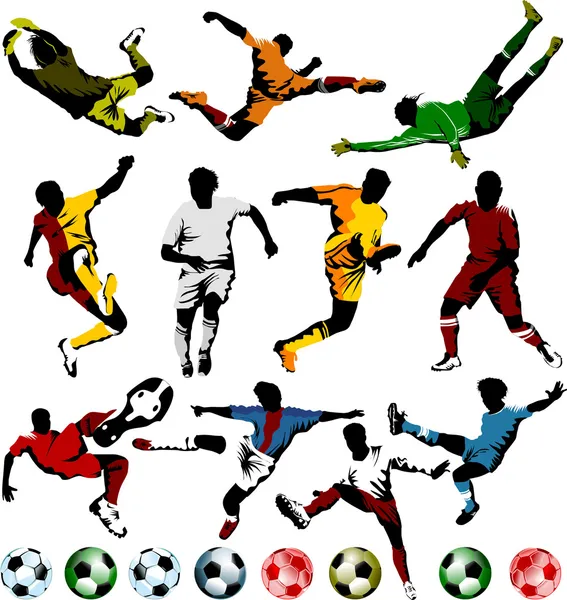 Colección de jugadores de fútbol — Vector de stock