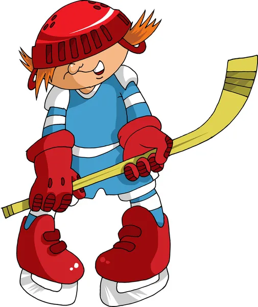 Little hockey player — Stock Vector