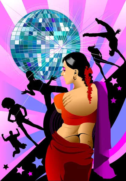 パーティーで美しいインドの女の子 — ストックベクタ