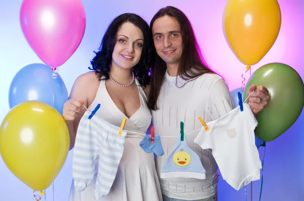 Щаслива пара вагітна Стокова Картинка