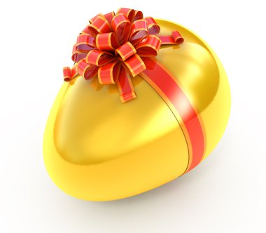 Paskalya sürpriz - altın yumurta ile üzerine beyaz izole şerit
