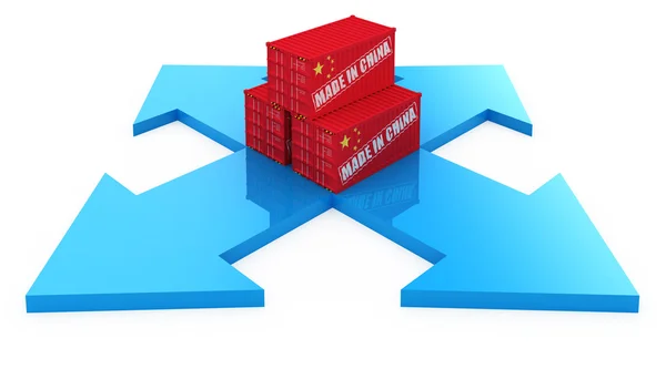 Snelle Levering Cargo Containers Uit China Concept Geïsoleerd Wit — Stockfoto