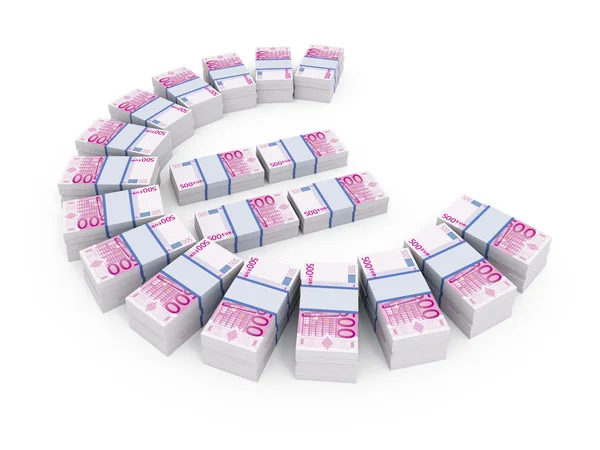Pile di banconote in euro isolate su bianco — Foto Stock