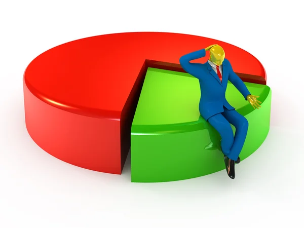 Businessmen Sitting Small Proportion Pie Chart — Stock Photo, Image