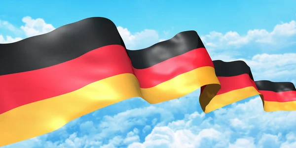 Vlajka Německo Stuha Vysoko Obloze Ilustrace Koncept — Stock fotografie