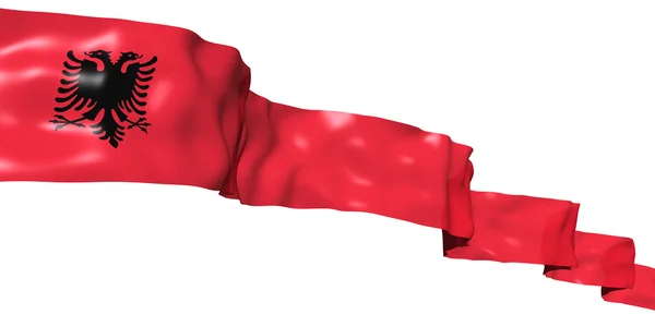 Vlag van Albanië lint hoog in de hemel. 3D concept illustratie — Stockfoto