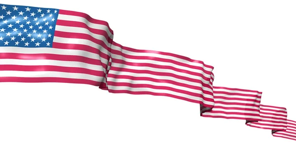 Cinta de bandera de Estados Unidos en lo alto del cielo. Ilustración del concepto 3d —  Fotos de Stock