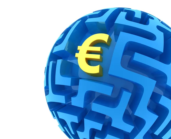 Euro Logiczne Pieniądze Kula Labirynt — Zdjęcie stockowe