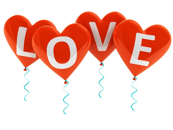 Воздушные шары с сердцем любви — стоковое фото
