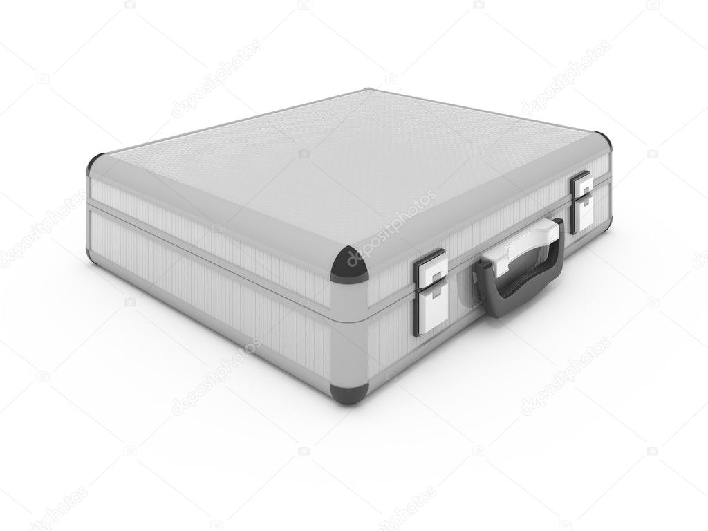 Metallic silver briefcase isolated on white Stock Photo by ©baurka 4908705