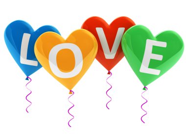 Love heart balloons isolated on white clipart