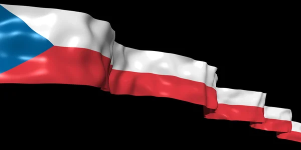 Tsjechische lint vlag geïsoleerd op zwart — Stockfoto