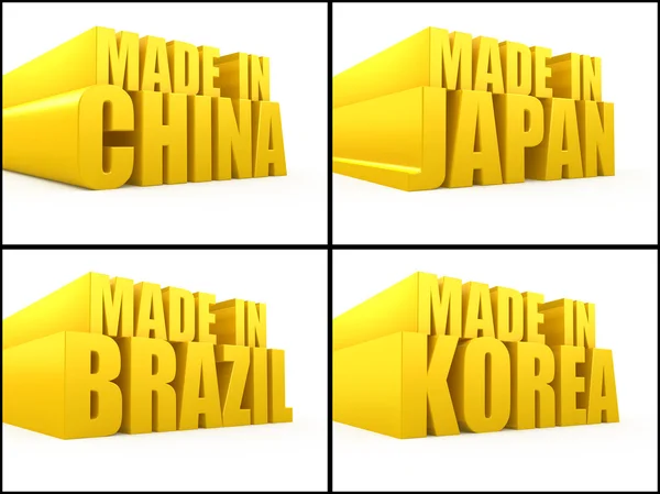 Made in Korea, China, Japan, Brazil set — Stock Photo, Image