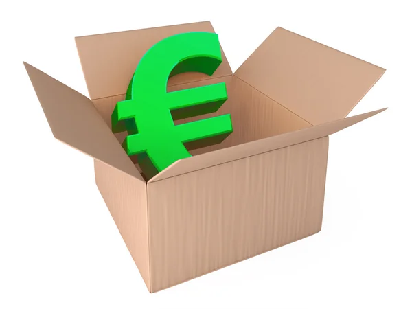 Euro in opened box isolated on white — Stock Photo, Image