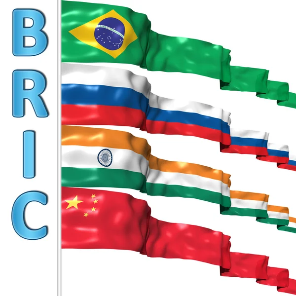 BRIC länderna flaggor — Stockfoto