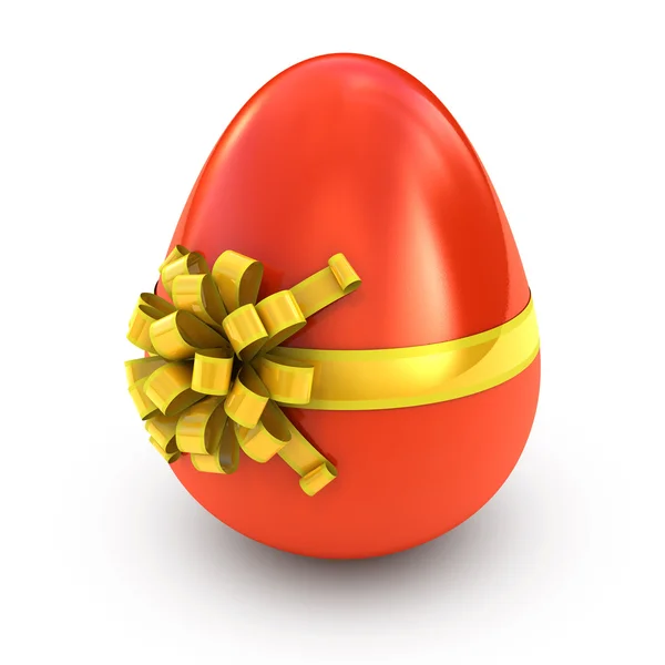 stock image Easter surprise - red egg with ribbon isolated on white