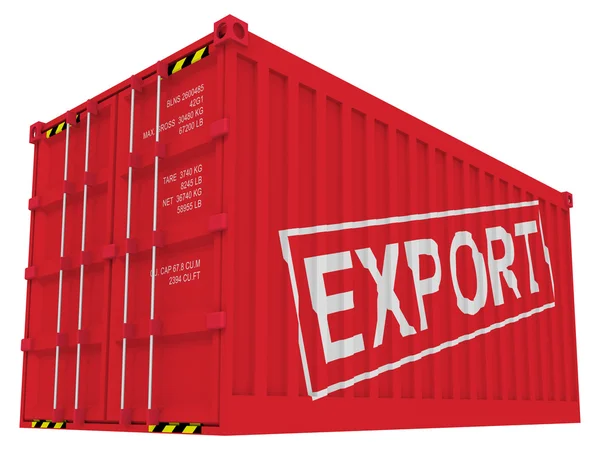 Export last container isolerad på vit — Stockfoto
