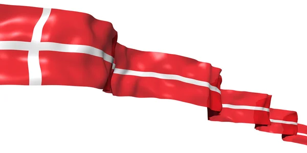 Dania flaga wstążki na białym tle — Zdjęcie stockowe